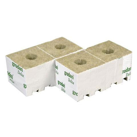 Grodan Delta Blocks (384 Box) - 75mm x 75 x 65 (3") Small Hole (306564)