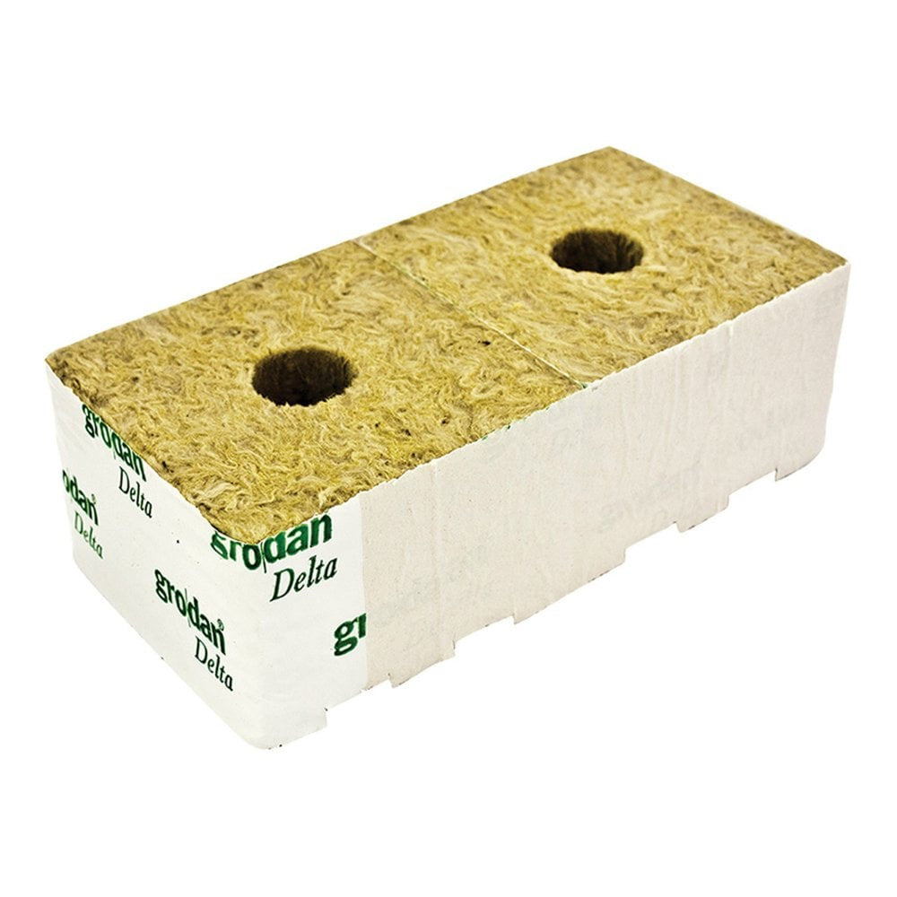 Grodan Delta Blocks (216 Box) - 100mm x 100 x 65 (4") Small Hole (305663)